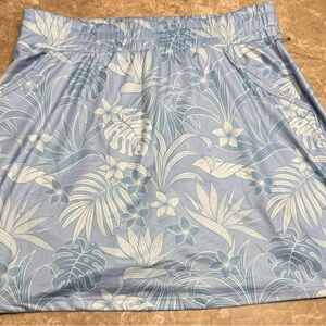 Kyodan Freedom Trail Blue Tropical Leaf Skort Women’s XS Pull-On Pockets NWT